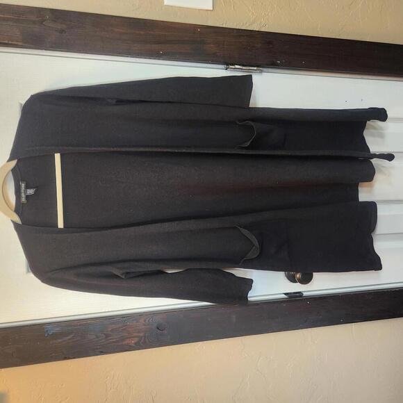 Eileen Fisher Sweaters - Eileen Fisher Women's Knitted Wool Blend Long Black Cardigan w/ Pockets-Size Med